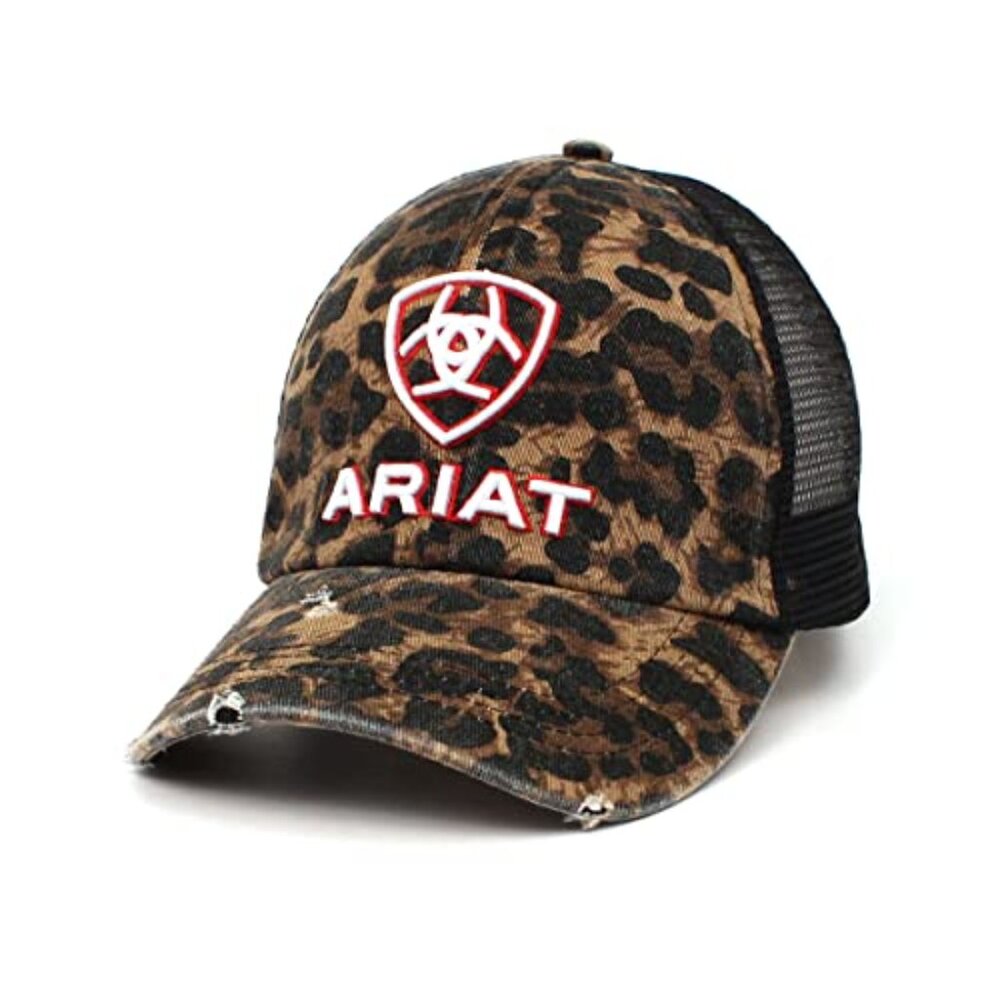 Leopard Print Ponytail Cap Hook Loop Closure Mesh… - image 2
